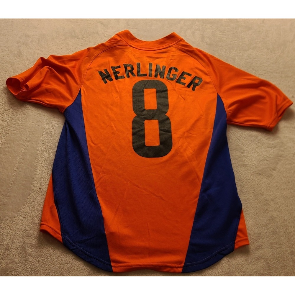 Vintage Diadora Glasgow Rangers FC Men's Jersey Orange 2002-03 V-Neck Away Kit S - Picture 2 of 13